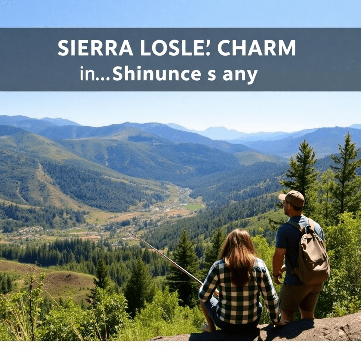 A couple enjoys outdoor activities in the Sierra Nevada foothills, surrounded by lush greenery and scenic beauty, embodying small-town charm.