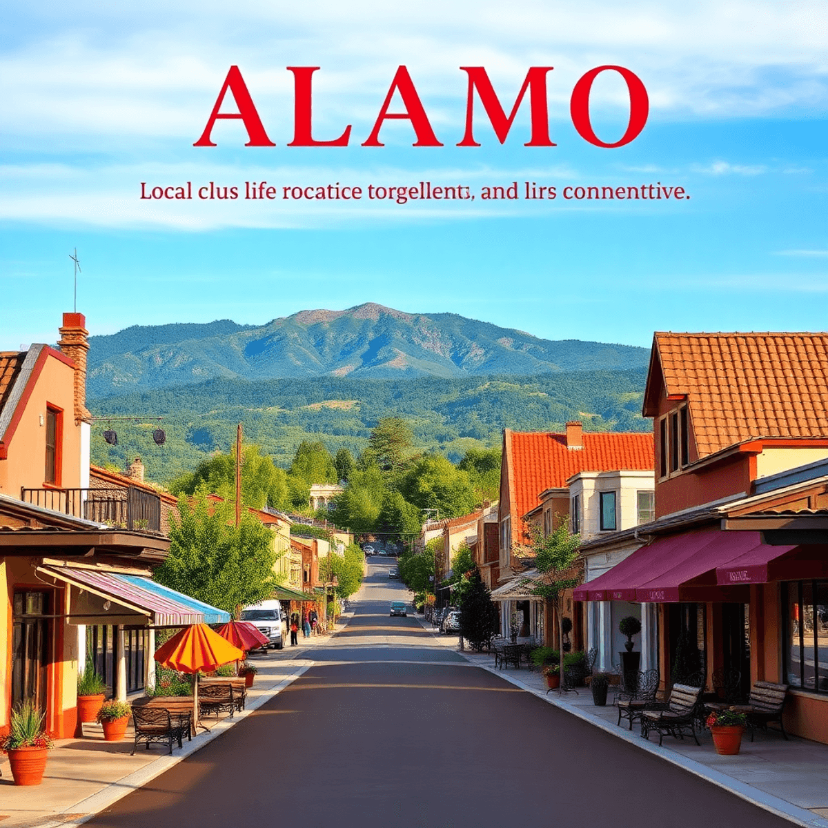 A scenic view of Alamo, California, featuring local clubs and social events with Mount Diablo State Park in the background, highlighting community ...