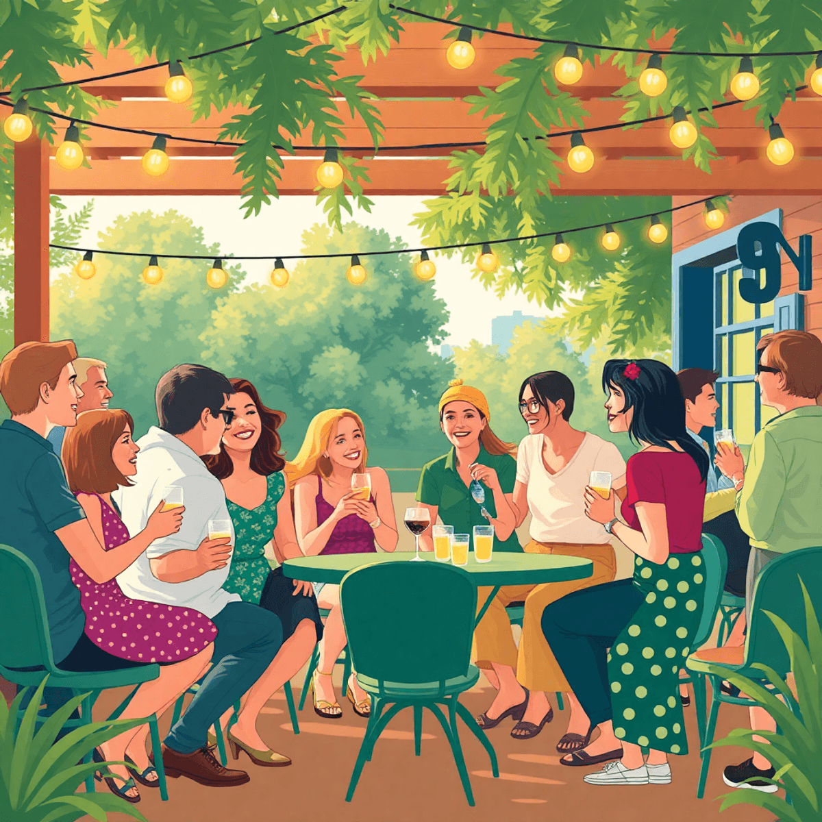 A lively community event in a small Southern town, showcasing joyful singles socializing, engaging in outdoor activities, and enjoying cultural exp...